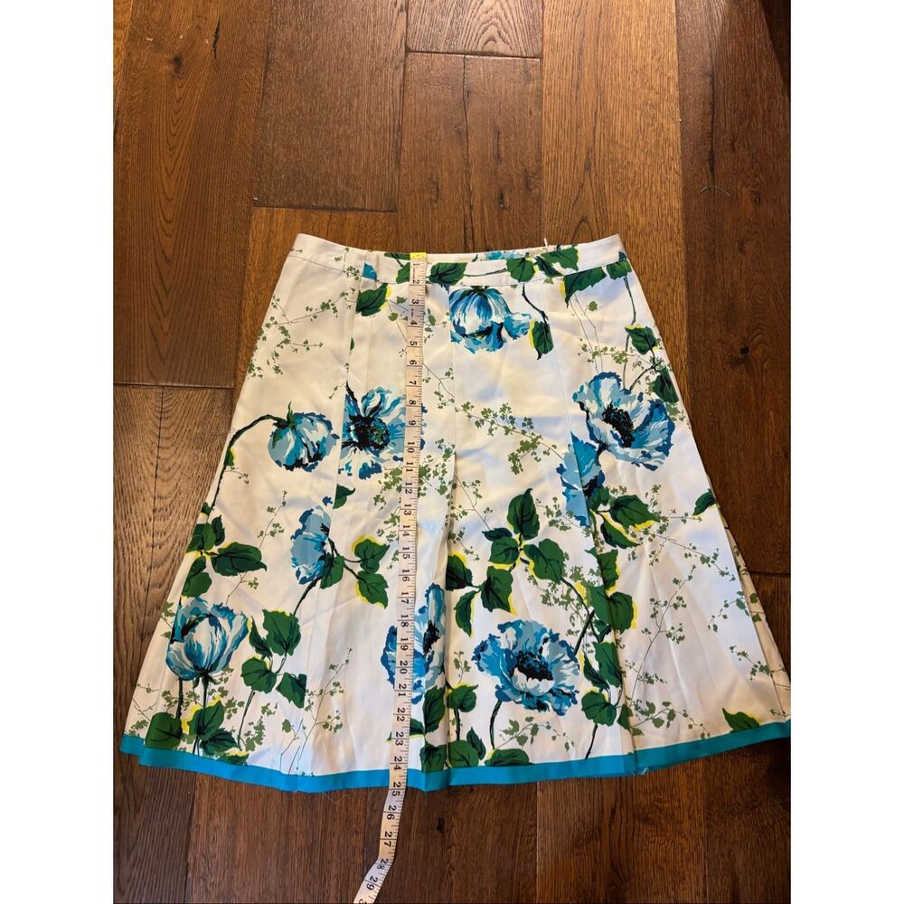 Banana Republic silk pleated skirt 10 blue floral - Picture 4 of 6